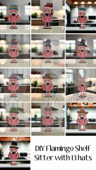 Take and Make - Flamingo Shelf Sitter with 13 Interchangeable Hats