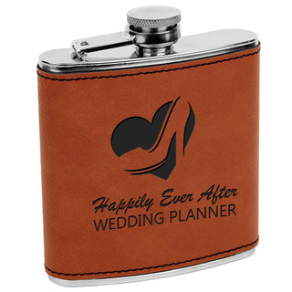 6 oz. Rawhide Laserable Leatherette Stainless Steel Flask