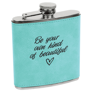 6 oz. Teal Laserable Leatherette Stainless Steel Flask