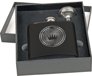 6 oz. Matte Black Flask Set in Black Presentation Box