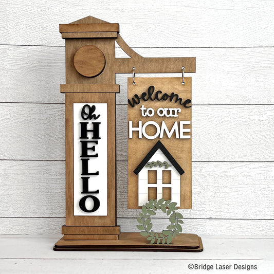 Small Post Sign - DIY - Oh hello - Farmhouse - Interchangeable Sign ONLY