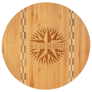 11 3/4" Round Bamboo Cutting Board with Butcher Block Inlay