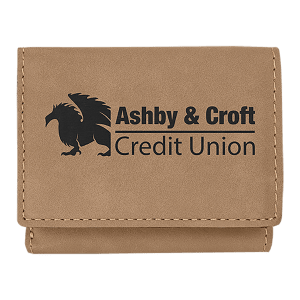 3" x 4" Light Brown Laserable Leatherette Trifold Wallet