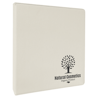 10 1/2" x 11 1/2" White Laserable Leatherette 3 Ring Binder with 1" Slant DRings