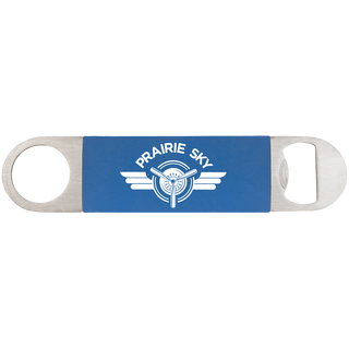 1 1/2" x 7" Blue/White Bottle Opener with Silicone Grip