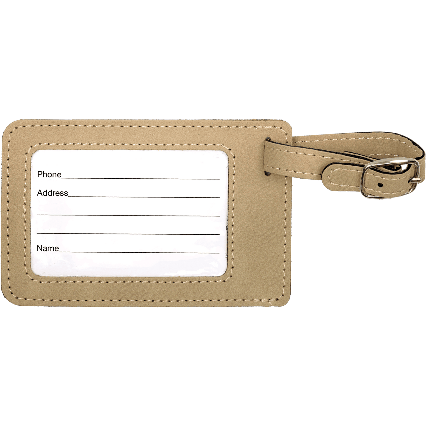 4 1/4" x 2 3/4" Light Brown Laserable Leatherette Luggage Tag