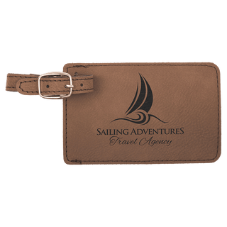 4 1/4" x 2 3/4" Dark Brown Laserable Leatherette Luggage Tag