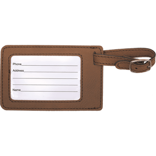 4 1/4" x 2 3/4" Dark Brown Laserable Leatherette Luggage Tag