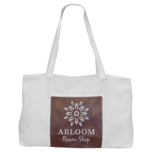 19" x 12" White Bag with 5" Rustic/Silver Laserable Leatherette Gusset