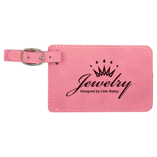 4 1/4" x 2 3/4" Pink Laserable Leatherette Luggage Tag