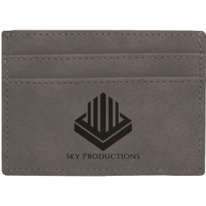 4" x 2 3/4" Gray Laserable Leatherette Wallet Clip
