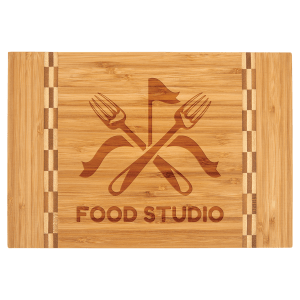 12" x 8 1/4" Bamboo Cutting Board with Butcher Block Inlay