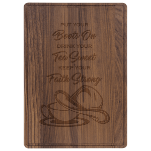 13 3/4" x 9 3/4" Walnut Cutting Board with Drip Ring