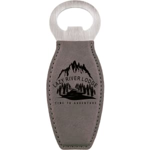 Gray Laserable Leatherette Bottle Opener with Magnet