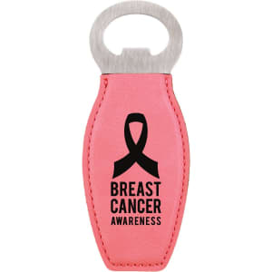 Pink Laserable Leatherette Bottle Opener with Magnet