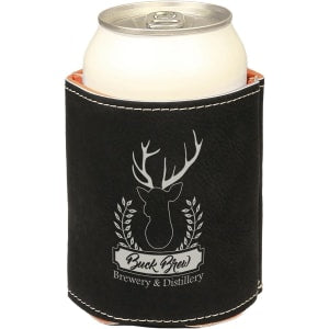 3 3/4" Black/Silver Laserable Leatherette Beverage Holder