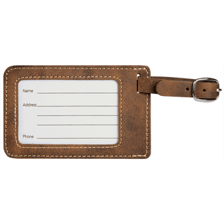 4 1/4" x 2 3/4" Rustic/Gold Laserable Leatherette Luggage Tag