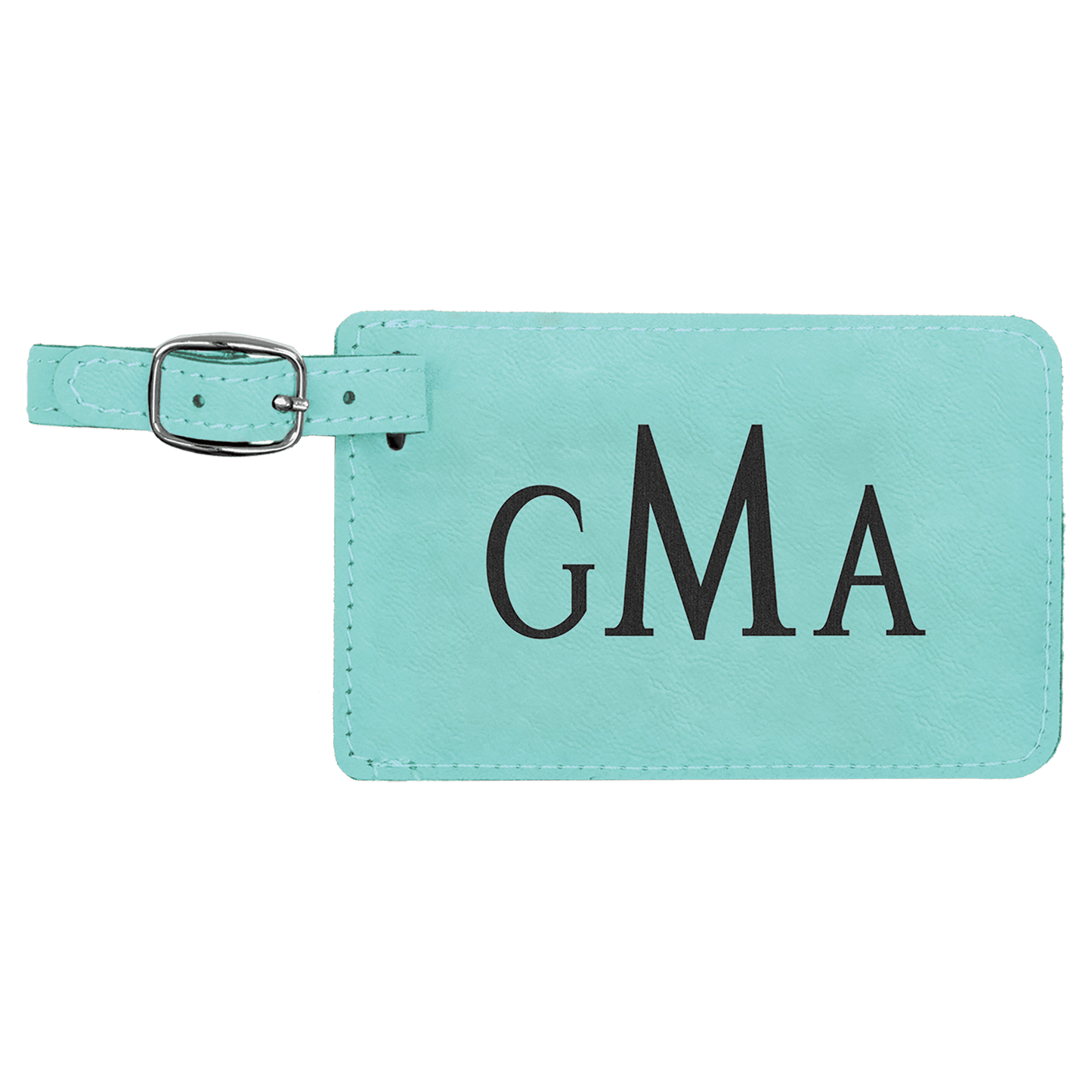 4 1/4" x 2 3/4" Teal Laserable Leatherette Luggage Tag