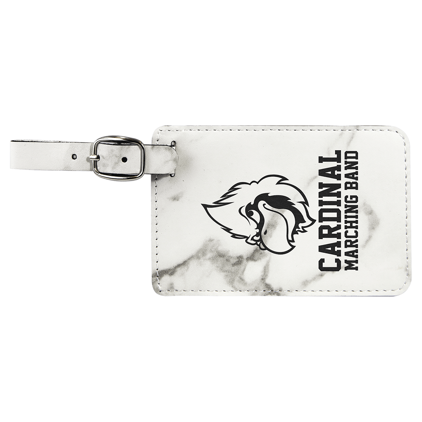 4 1/4" x 2 3/4" White Marble Laserable Leatherette Luggage Tag