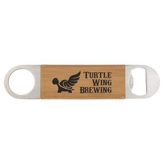 1 1/2" x 7" Bamboo Laserable Leatherette Bottle Opener