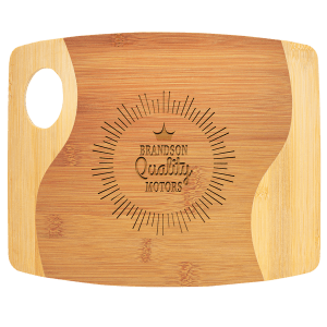 11" x 9" x 5/16" Bamboo Two Tone Cutting Board with Handle