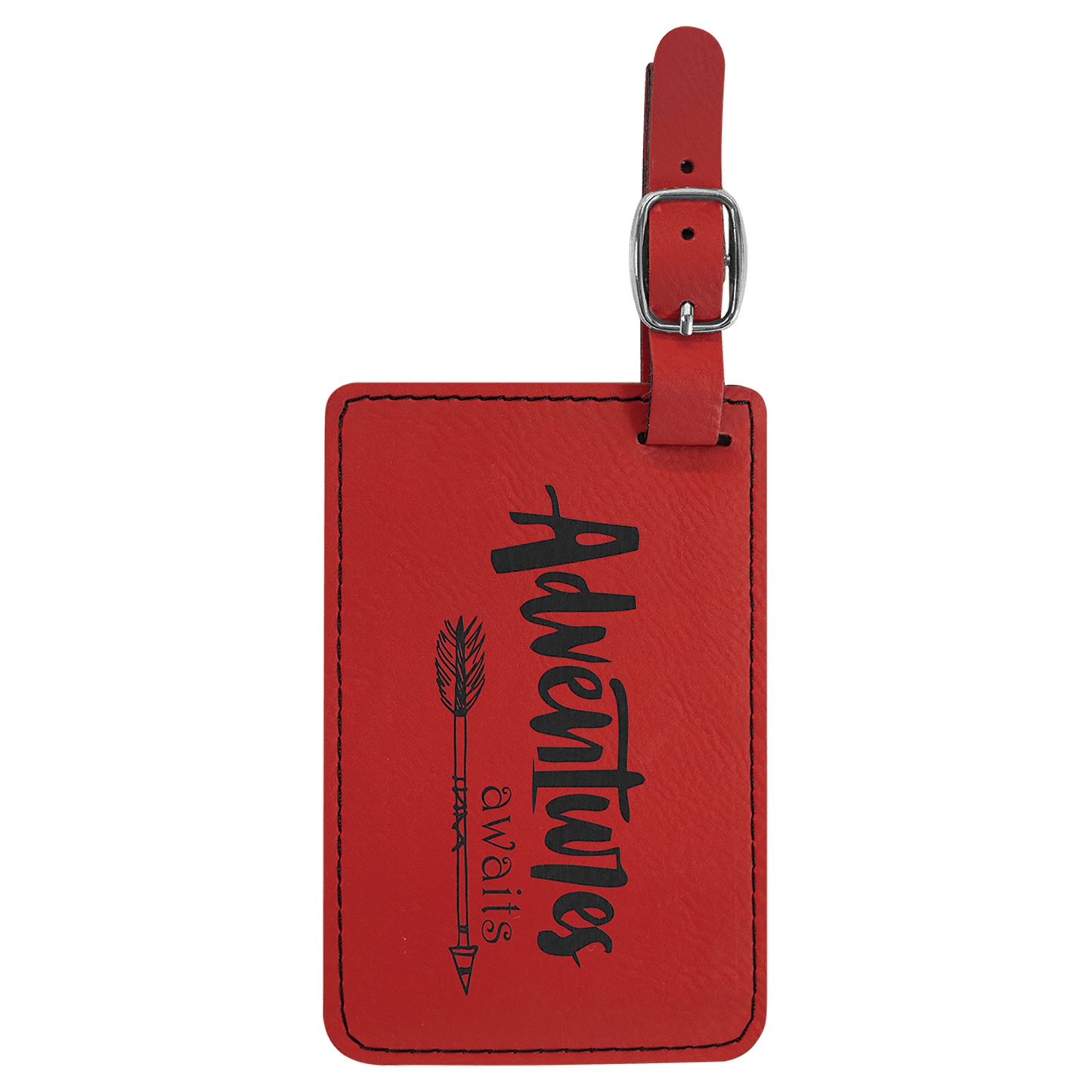 4 1/4" x 2 3/4" Red Laserable Leatherette Luggage Tag