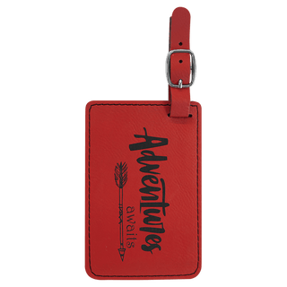 4 1/4" x 2 3/4" Red Laserable Leatherette Luggage Tag