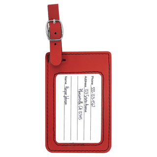 4 1/4" x 2 3/4" Red Laserable Leatherette Luggage Tag