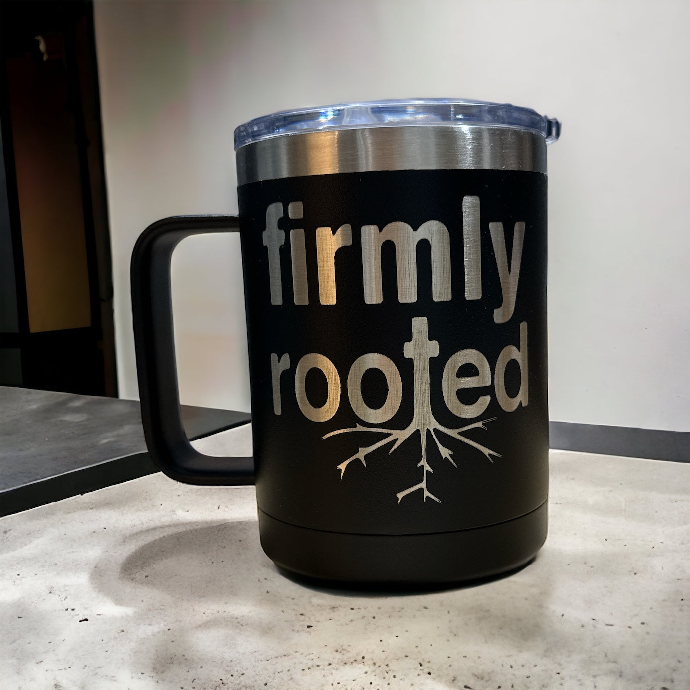 Firmly Rooted Vacuum Insulated Mug - 15 Oz with Slider Lid