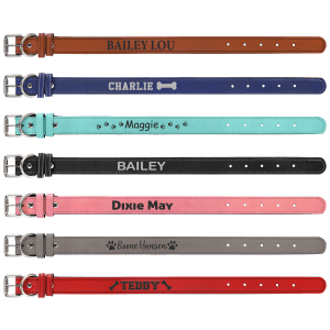 Small 15" x 3/4" Laserable Leatherette Dog Collar Sample Set