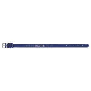 Extra Large 27" x 1 1/4" Blue/Silver Laserable Leatherette Dog Collar