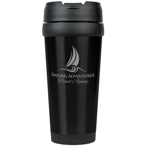 16 oz. Black Laserable Stainless Steel Travel Mug without Handle