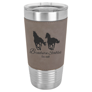 Polar Camel 20 oz. Gray Laserable Leatherette Tumbler with Clear Lid