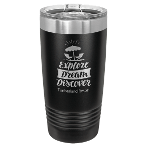 Polar Camel 20 oz. Black Ringneck Insulated Tumbler with Slider Lid and Silver Ring