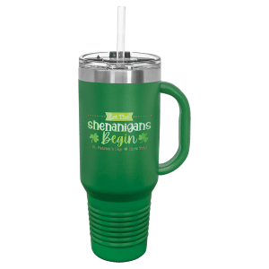 Polar Camel 40 oz. Green Travel Mug with Handle, Straw Included