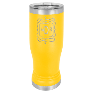 Yellow 14 oz. Polar Camel Pilsner with Clear Lid